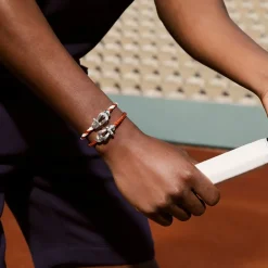 Roland-Garros Bracelets|Bracelets|Fred Corderie Terracotta 1 row cable - Yellow gold plated stainless steel end caps