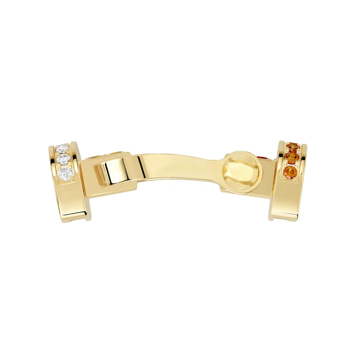 Roland-Garros Bracelets|Bracelets|FRED Force 10 buckle for - Large model 18K yellow gold diamond paved and colored stones