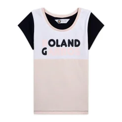 Roland-Garros Girls Outfit|Girl's Color Block Round Neck T-Shirt - pink and navy blue