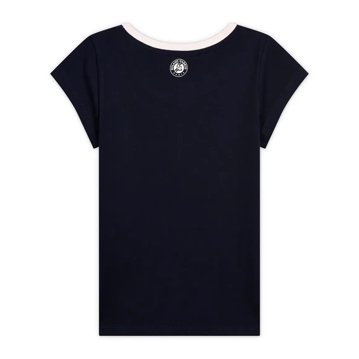 Roland-Garros Girls Outfit|Girl's Color Block Round Neck T-Shirt - pink and navy blue