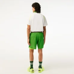 Roland-Garros Men Tennis Outfit|Men Tennis Outfits|Lacoste Sport Edition Men's Short for Roland Garros with integrated shorty - Green