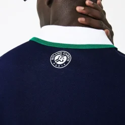 Roland-Garros Polos|Lacoste x Roland Garros cotton polo shirt with plant motif - navy blue