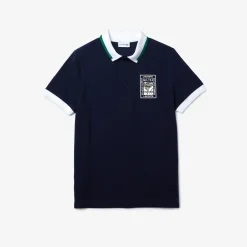 Roland-Garros Polos|Lacoste x Roland Garros cotton polo shirt with plant motif - navy blue