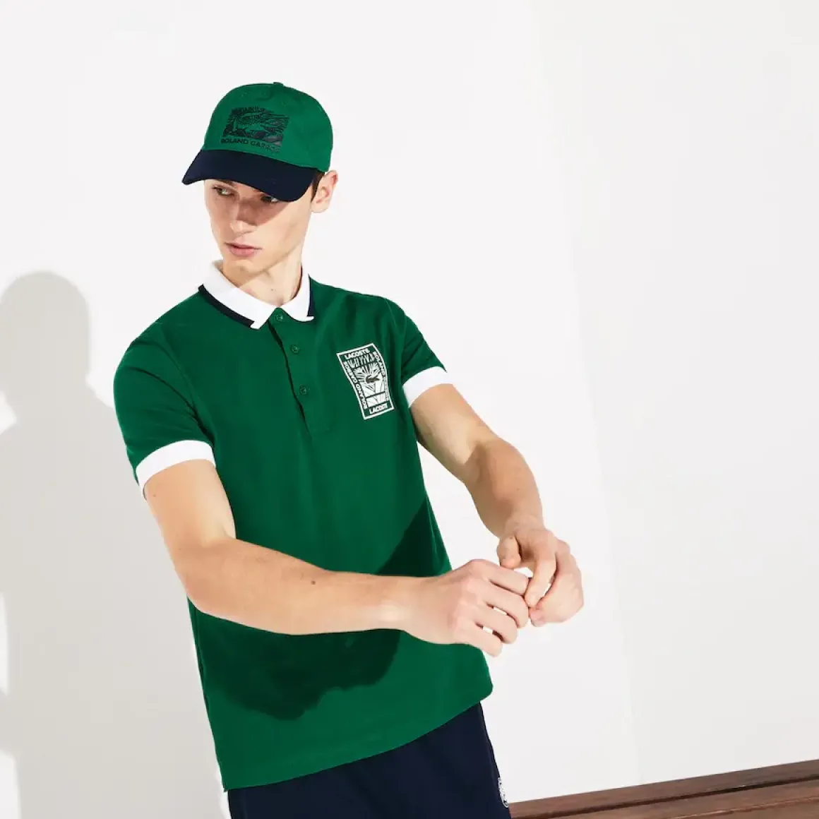 Roland-Garros Polos|Lacoste x Roland Garros cotton polo shirt with plant motif - green