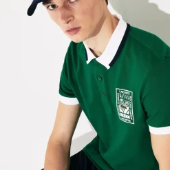 Roland-Garros Polos|Lacoste x Roland Garros cotton polo shirt with plant motif - green