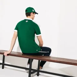 Roland-Garros Polos|Lacoste x Roland Garros cotton polo shirt with plant motif - green
