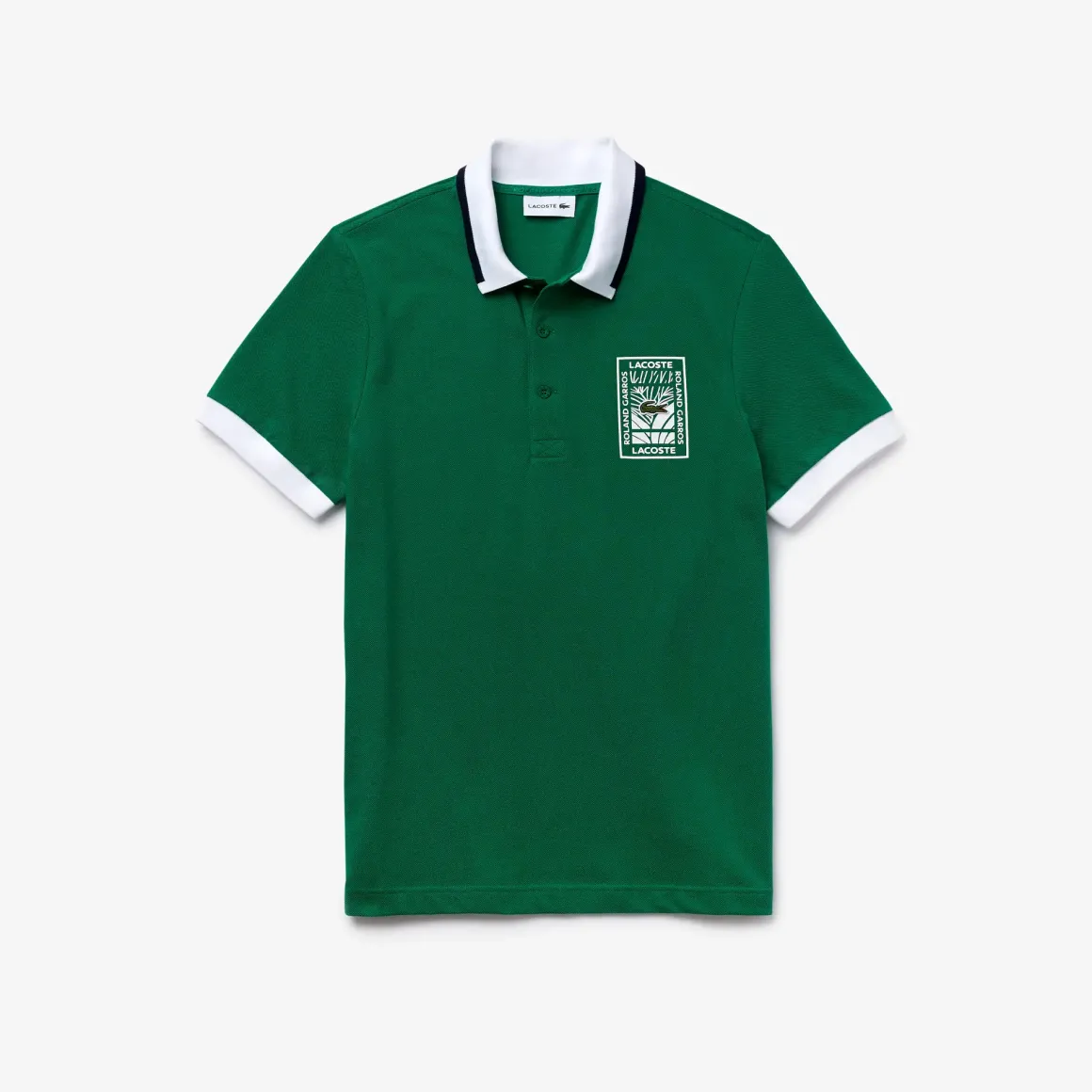 Roland-Garros Polos|Lacoste x Roland Garros cotton polo shirt with plant motif - green