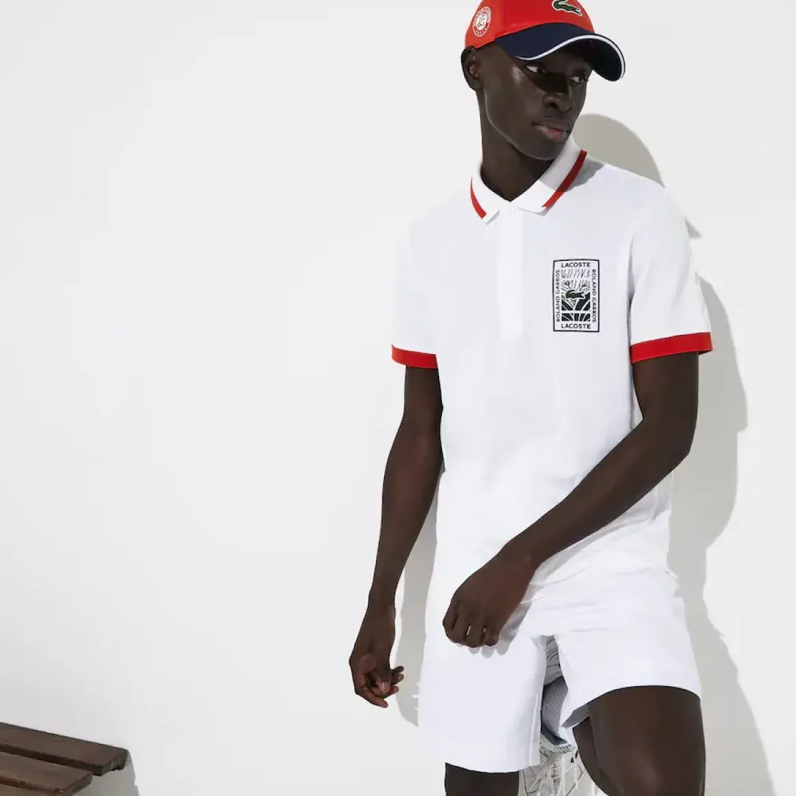 Roland-Garros Polos|Lacoste x Roland Garros cotton polo shirt with plant motif - white