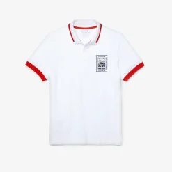 Roland-Garros Polos|Lacoste x Roland Garros cotton polo shirt with plant motif - white
