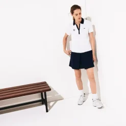 Roland-Garros Women Tennis Outfit|Women Tennis Outfits|Lacoste x Roland Garros two-tone cotton polo shirt dress - multicoloured