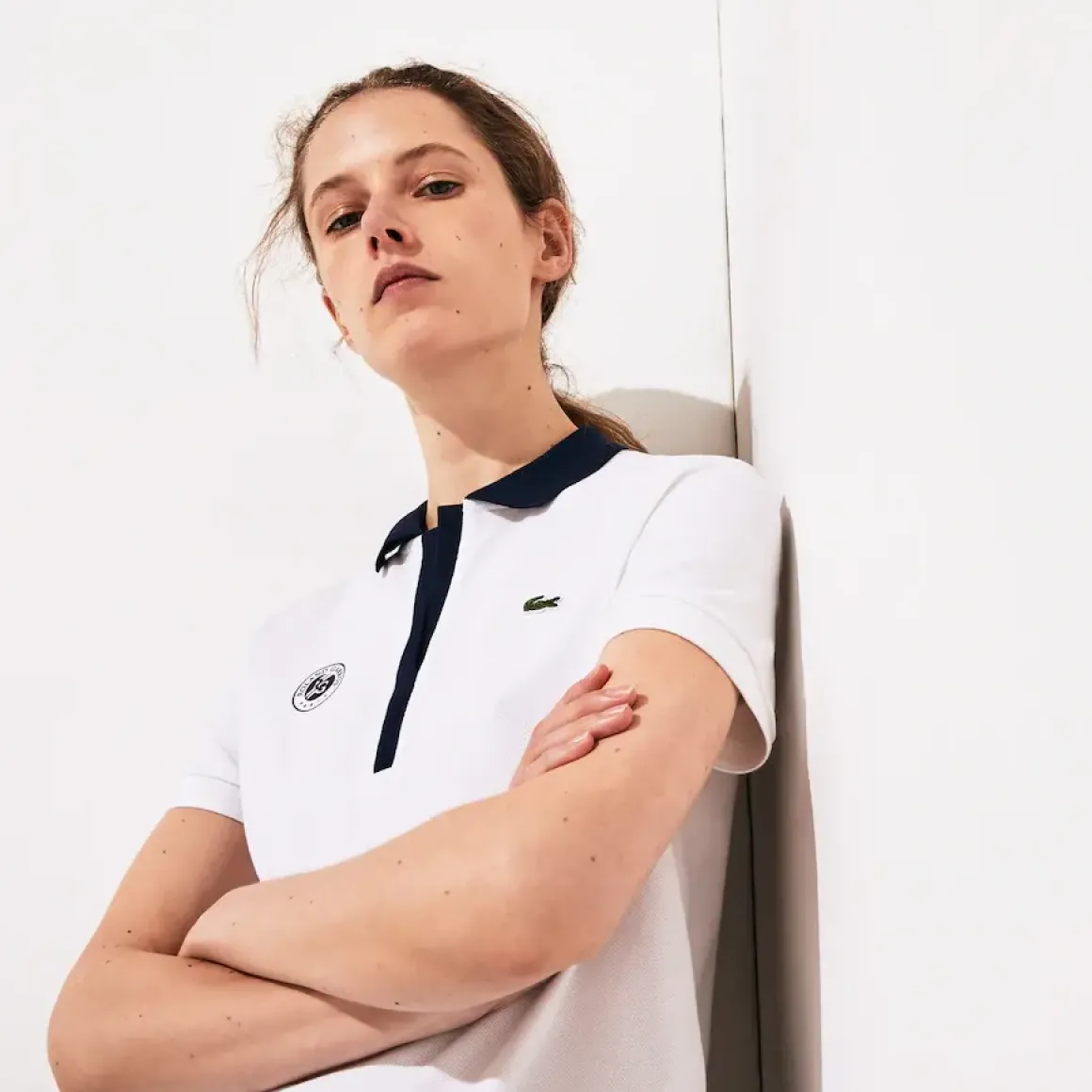 Roland-Garros Women Tennis Outfit|Women Tennis Outfits|Lacoste x Roland Garros two-tone cotton polo shirt dress - multicoloured