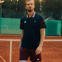 Roland-Garros Men Tennis Outfit|Men Tennis Outfits|Lacoste x Men's Medvedev Performance Polo - Navy
