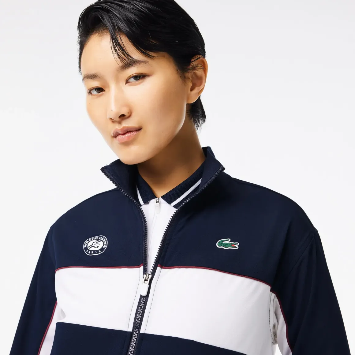 Roland-Garros Women Tennis Outfit|Women Tennis Outfits|Lacoste x Women's Performance Jacket - Navy and White