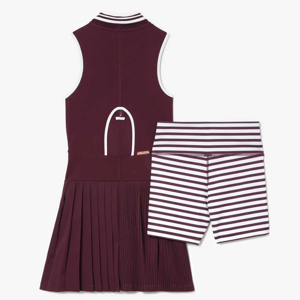 Roland-Garros Women Tennis Outfit|Women Tennis Outfits|Lacoste x Women's Performance Dress - Burgundy and White