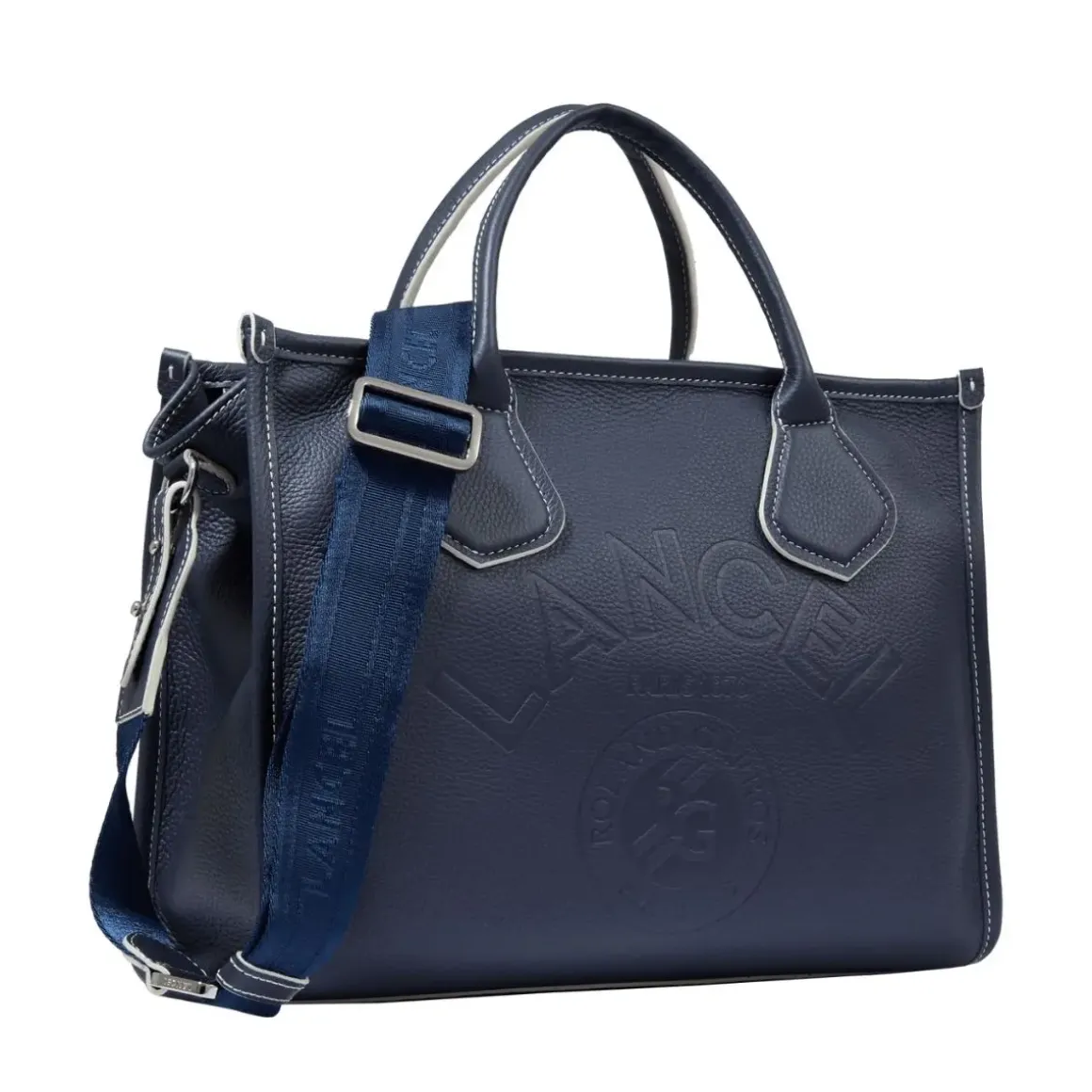 Roland-Garros Tote Bags & Handbag|Bags|Lancel Paris x Zipped Leather Tote Bag - Navy