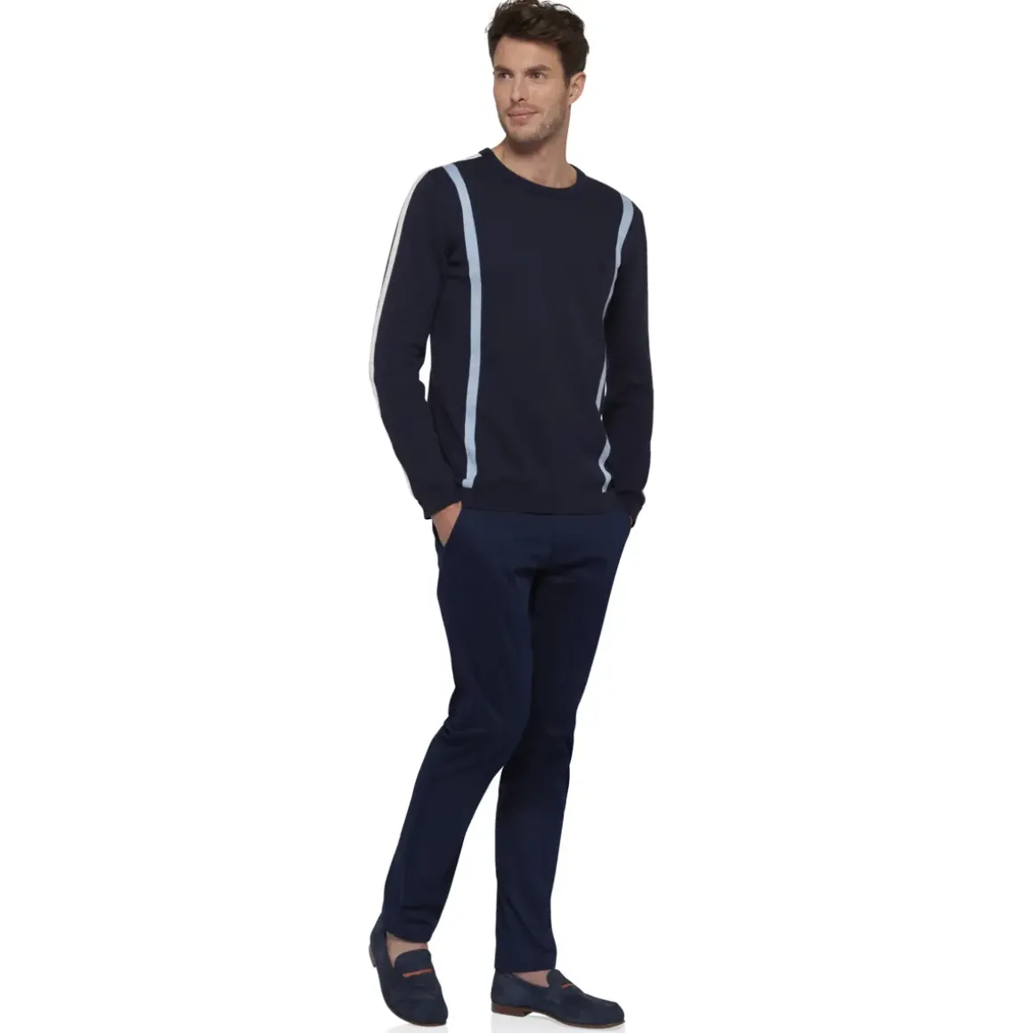 Roland-Garros Hoodies & Sweatshirts|Men's Roland Garros cotton sweater with vertical stripes - navy blue