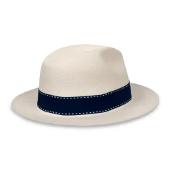 Roland-Garros Caps & Hats|Panama Hat True Unisex Ribbon Seam Sealed - Ivory and Navy
