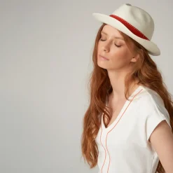 Roland-Garros Caps & Hats|Panama Hat True Unisex Ribbon Seam Sealed - Ivory and clay