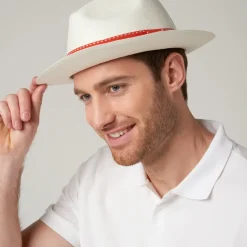 Roland-Garros Caps & Hats|Panama Hat True Unisex Ribbon Seam Sealed - Ivory and clay