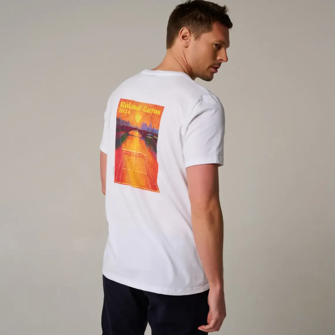 Roland-Garros T-shirts|Roland Garros 2024 Men's Official Poster T-Shirt - White