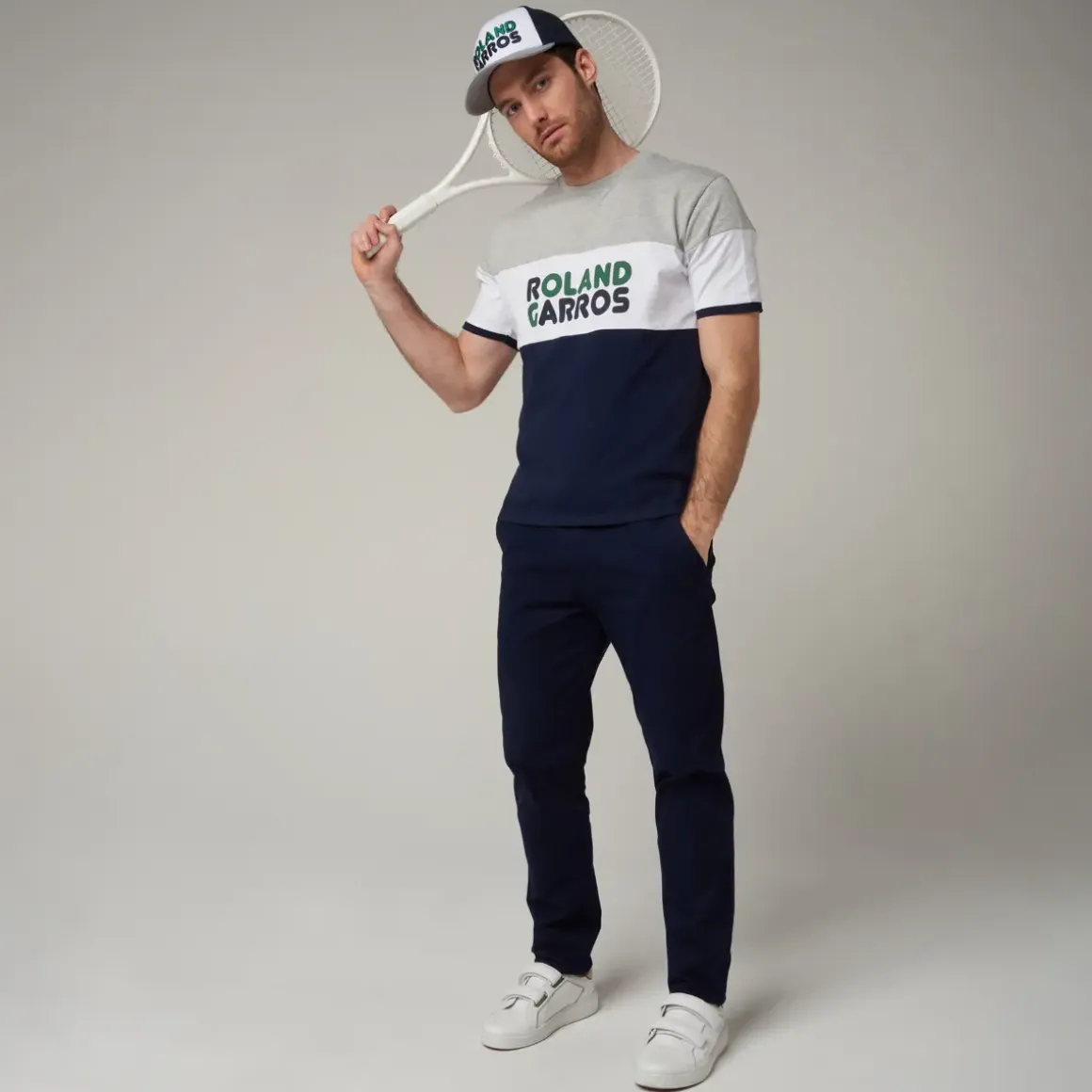 Roland-Garros T-shirts|Color Block man t-shirt - grey and navy blue