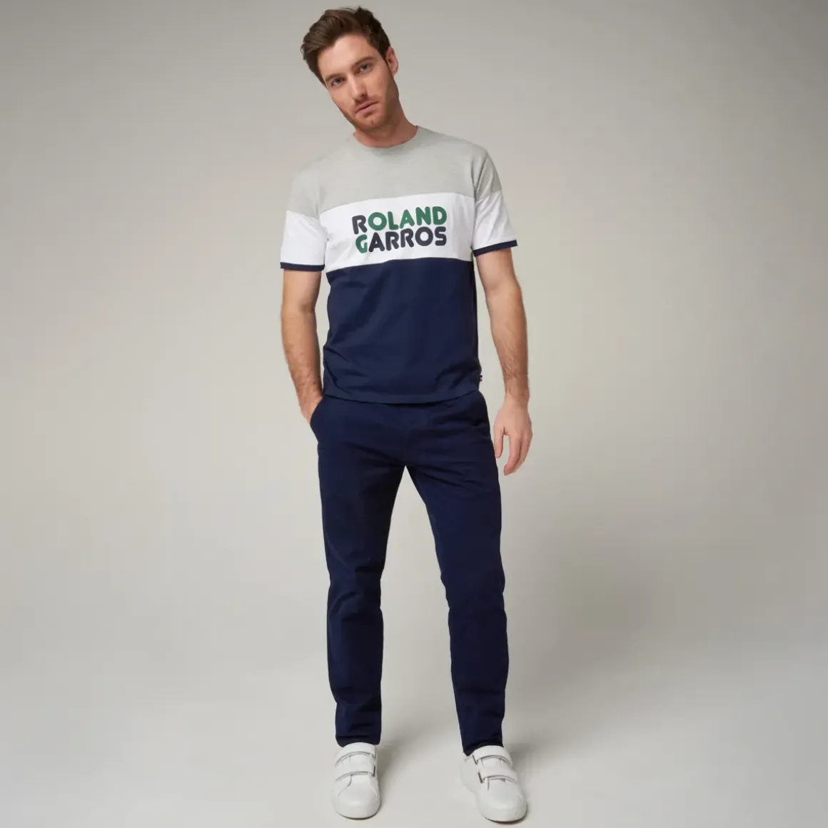 Roland-Garros T-shirts|Color Block man t-shirt - grey and navy blue