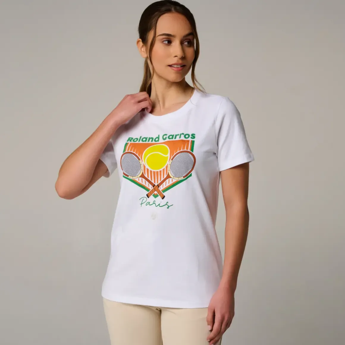 Roland-Garros T-shirts & Tank Tops|woman Racquets T-Shirt - White