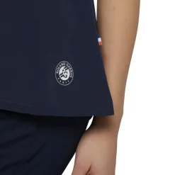 Roland-Garros Polos & Shirts|women's blouse with short sleeves and ecru central band - navy