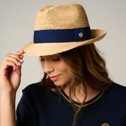 Roland-Garros Caps & Hats|Caps & Hats|Trilby in Raffia - Navy