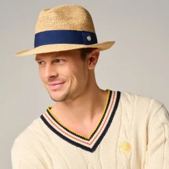 Roland-Garros Caps & Hats|Caps & Hats|Trilby in Raffia - Navy