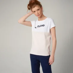 Roland-Garros T-shirts & Tank Tops|Woman's Color Block Round Neck T-Shirt - pink and white